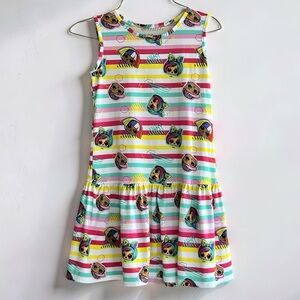 Girls LOL Surprise Doll Rainbow Stripe Skater Dress | Cute Cartoon Print